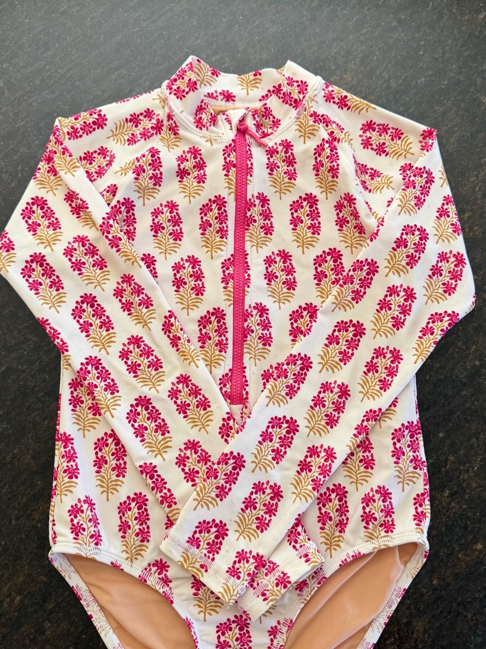 Crewcuts Pink and Cream Floral Long-Sleeve Rashguard